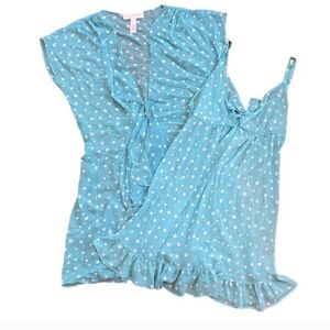 Blue Polka Dot Nightgown With Robe
